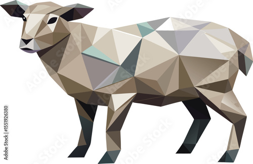 Geometric Polygonal Sheep Icon Vector Low Poly Style Modern Illustration