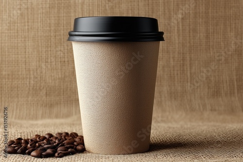 Takeaway Coffee Cup With Beans Ready to Start Day With Hot Iced Drink
