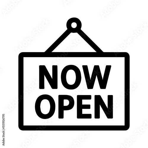 Now Open signboard icon with transparent background representing business opening and welcome message
