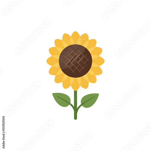  Colorful flat icon of sunflower bloom with no white
