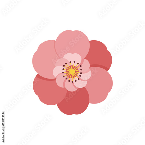  Colorful flat icon of Tibetan cherry blossom with no white