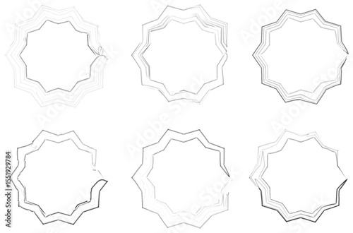 Artistic Star-Shaped Circle Elements and Black Paint Brush Stroke Box Set on White Canvas – Abstract Stock Vector for Modern Branding and Visual Art Concepts

