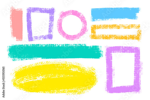 Colorful brush strokes and shapes. Paint brush hand drawn vector design elements. Artistic textured shapes for backgrounds.