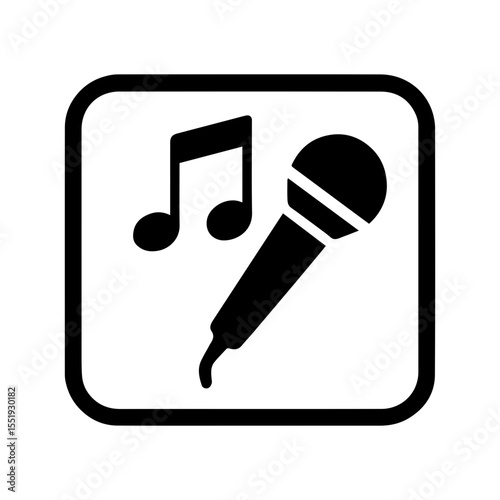 Live music note with mic icon with transparent background representing restaurant events and live entertainment
