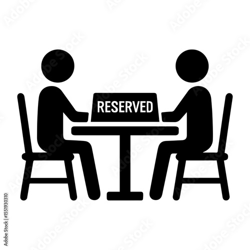 Reserved sign on table icon with transparent background representing reserved seating and dining area designation
