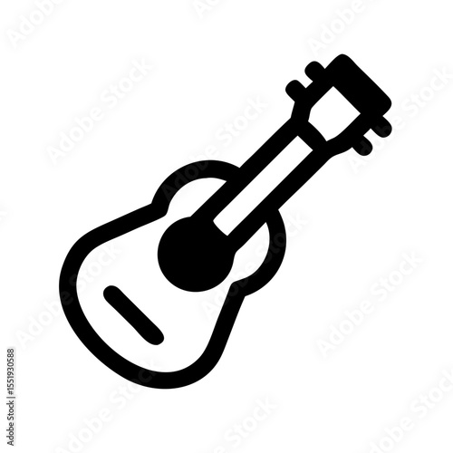 Black ukulele icon in minimalistic style representing hobby concept  