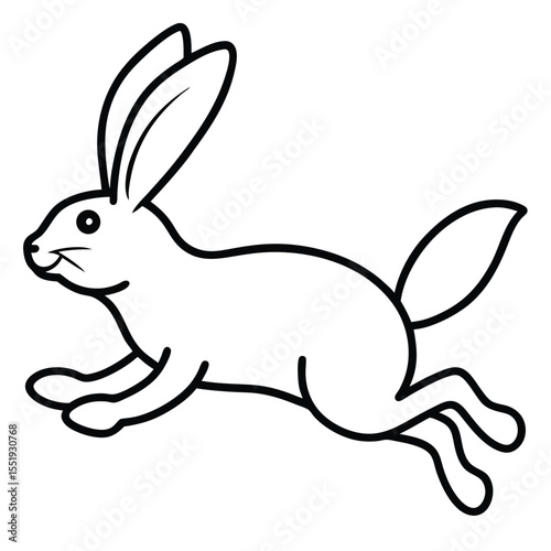 Stylized cartoon rabbit running with long ears and a bushy tail