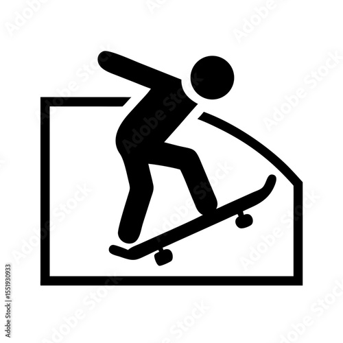 Skateboarder performing a kickflip on half-pipe in minimal design  