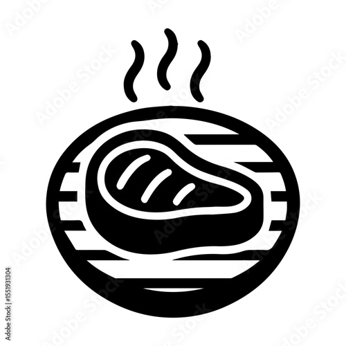 BBQ grill and ribs icon with transparent background representing barbecue sections and BBQ restaurant dining
