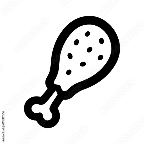 Fried chicken drumstick icon with transparent background representing Southern comfort food and crispy fried poultry
