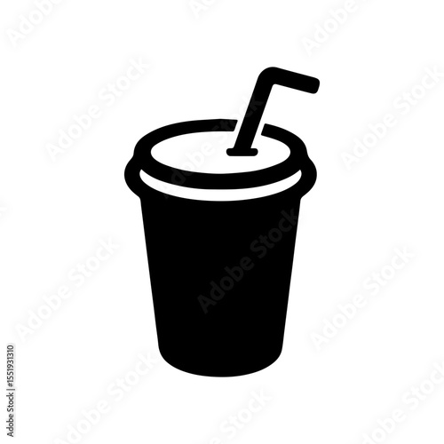 Soda cup with straw and lid icon with transparent background representing fast food drink and refreshing beverage
