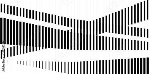 Line Halftone Gradient Effect Pattern. Vertical Straight Lines Background. Black and White Abstract Texture with Parallel Stripes Thick to Thin. Vector Illustration.