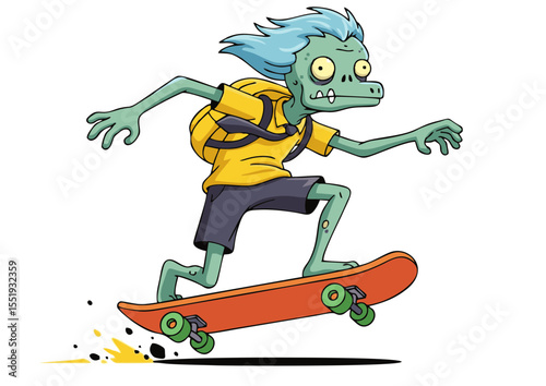 Zombie Skateboarding Illustration Undead Fun on Wheels
