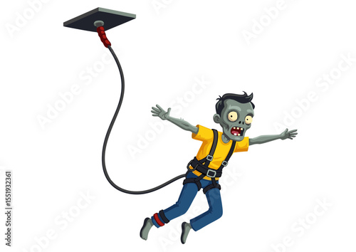 Undead Bungee Jumping A Spooky Cartoon Illustration