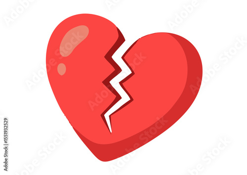 Broken Heart Illustration Symbol of Heartbreak, Loss, and Sadness