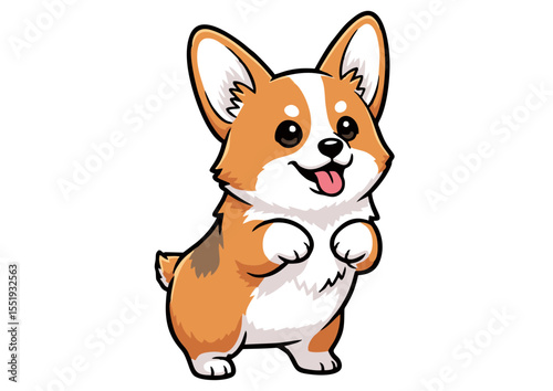 Adorable Cartoon Corgi Puppy Illustration Happy Dog Art