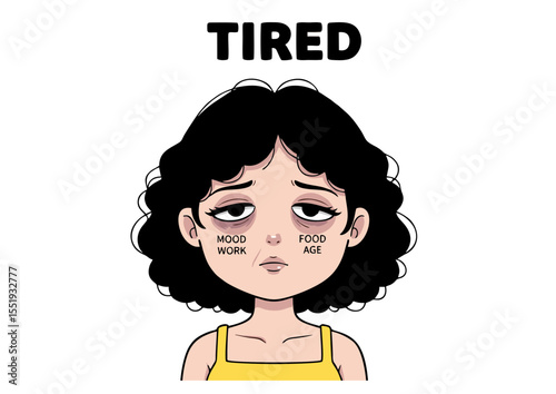 Weariness Embodied: Illustration capturing exhaustion and the impact of daily stressors. A visual exploration of fatigue, mood, and life's challenges.