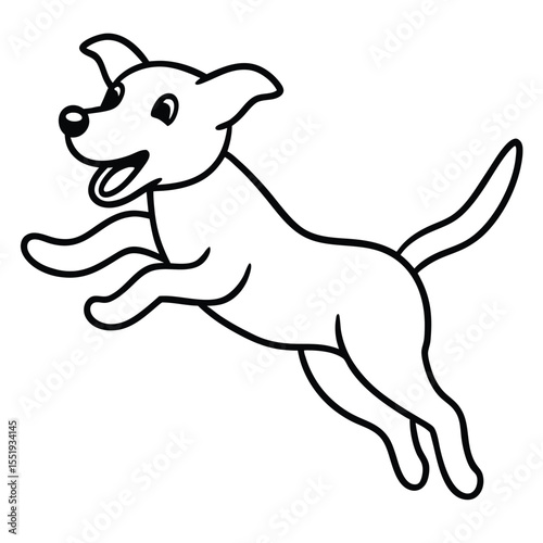 Happy cartoon dog jumping and playing with joy and energy