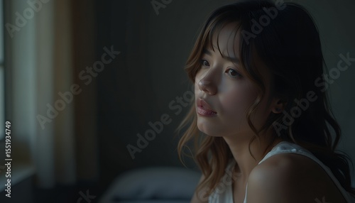 Woman portrait with thoughtful expression