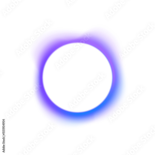 Round banner with neon gradient isolated on white transparent background in PNG format. Rounded neon line with light effect. Swirl glow magic line trail.	
