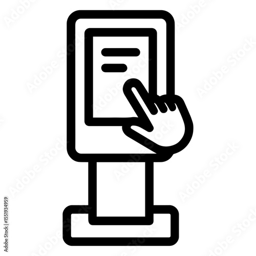 Touchscreen kiosk icon with transparent background representing self order station and digital customer service point
