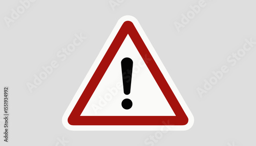 Warning sign with exclamation mark in triangular shape  