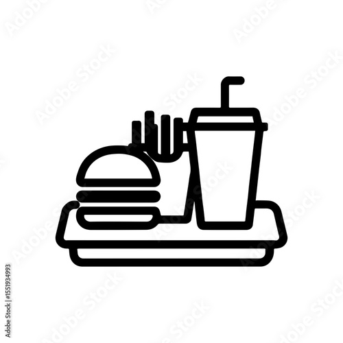 Tray with meal combo icon with transparent background representing meal sets and value deal options in restaurants
