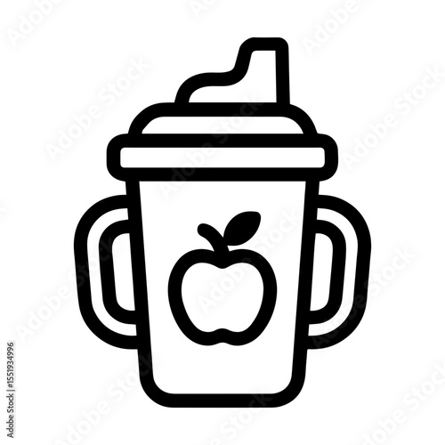 Sippy cup with apple juice icon with transparent background representing kids drinks and toddler beverage option
