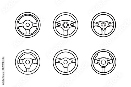 steering wheel controller line art vector illustration
