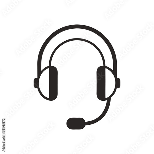 Modern Minimalist Headset Icon: Customer Support, Helpline, Technical Assistance, Online Service