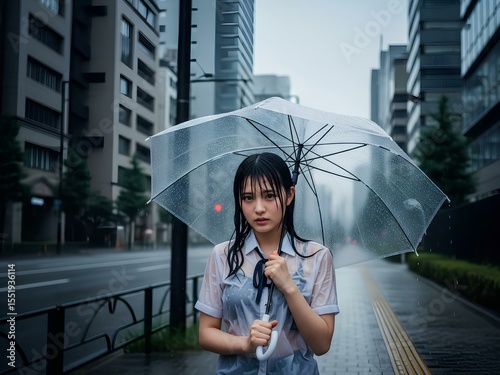 突然のゲリラ豪雨でずぶ濡れの女子高生アイドル
