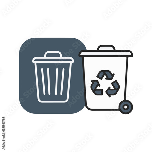 flat vector icon Trash Bin with Recycle, Classic Trash Bin icon, suitable for infographic and app design