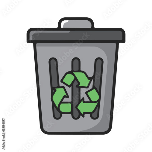 flat vector icon Trash Bin with Recycle, Classic Trash Bin icon, suitable for infographic and app design