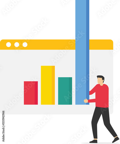 Business growth and company financial growth with growing graph, Increase investment earning or stock market rising up stock illustration

