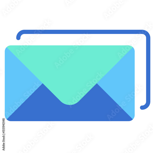 All Mail -  Flat Green Blue Style icon - Standard envelope symbolizing direct mail or basic email correspondence