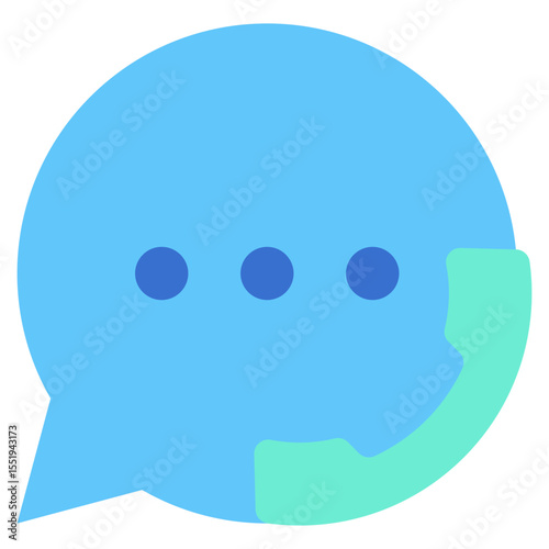 Chat Support -  Flat Green Blue Style icon - Chat bubble with phone inside, representing live support and instant communication