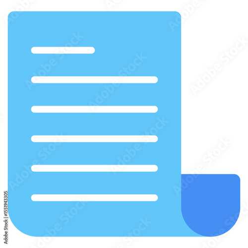 Form -  Flat Green Blue Style icon - Sheet of paper with lines and folded corner, symbolizing form submission or contact sheet