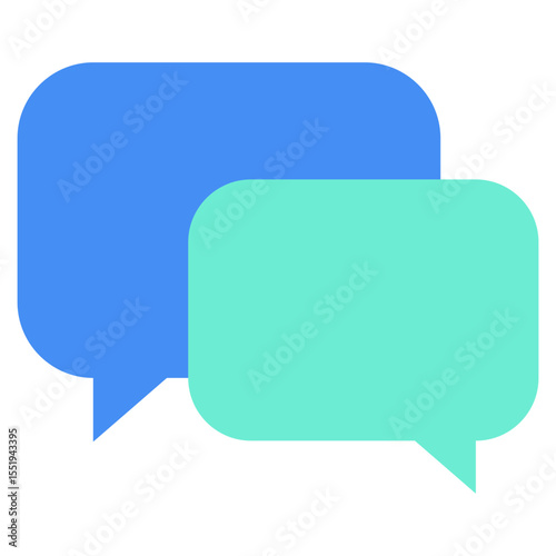 Message Center -  Flat Green Blue Style icon - Two overlapping chat bubbles indicating conversation, messaging, or general communication