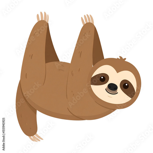  Adorable Slow-Moving Sloth Isolated on Clear Background, Perfect for Wildlife and Conservation Designs.
