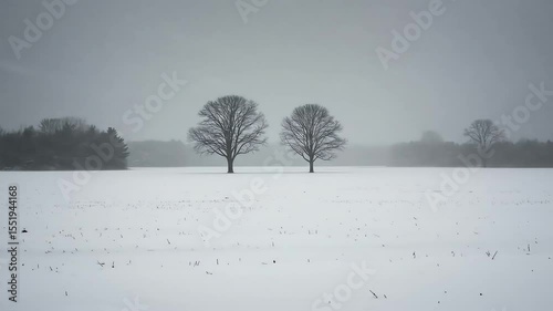 Wallpaper Mural Twin Trees Standing Tall in a Snowy Winter Landscape A Serene Winter Wonderland Scene Torontodigital.ca