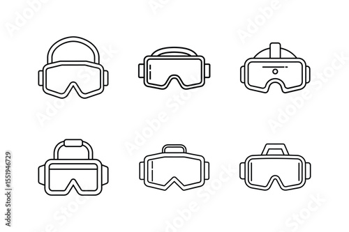 virtual reality goggles icon line art vector illustration