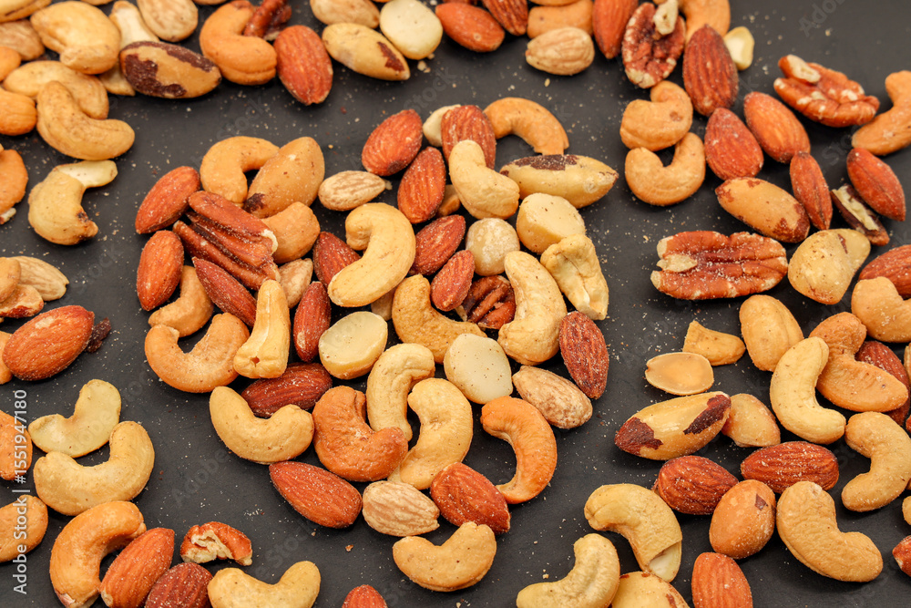 Fototapeta premium Mix of heart -shaped nuts