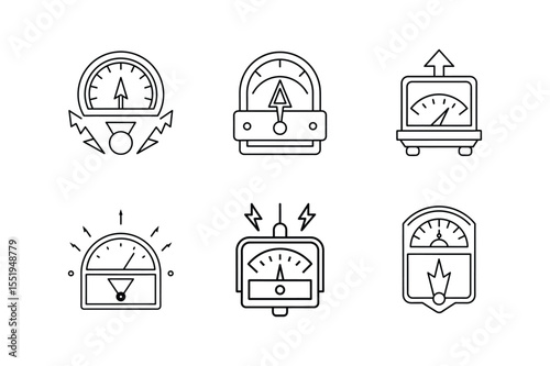 voltage meter line art vector illustration