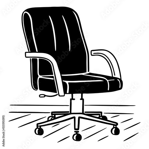 Office chair icon. Vector icon of an office chair with wheels and armrests. Clean and modern design.