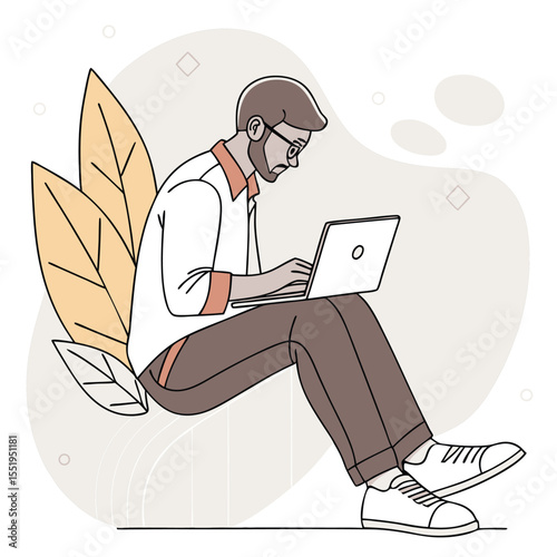 create man with laptop illustration 3d 