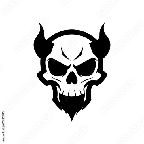 Evil demon skull with flaming eyes in gothic style perfect for horror art themes