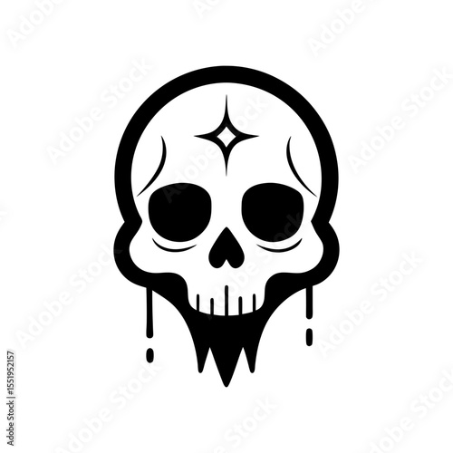 Gothic skull with blood tears and ancient symbols illustration for dark fantasy themes