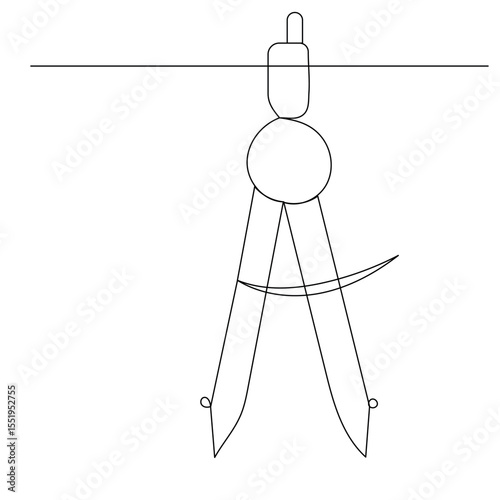 Math Compass continuous one line drawing outline vector icon 
