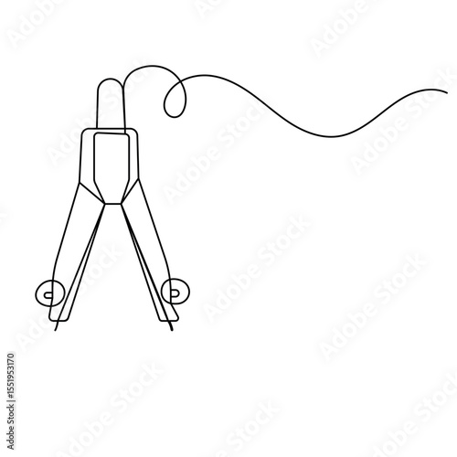 Math Compass continuous one line drawing outline vector icon 