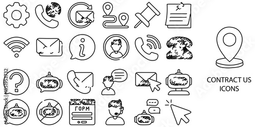 Contact us simple concept 18 icons set .Vector illustration.